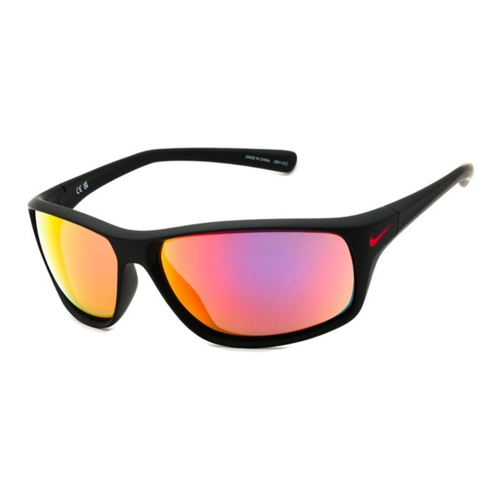 Nike Sunglasses Rectangle Full Rim, Matte Black Frame and Grey with Infrare